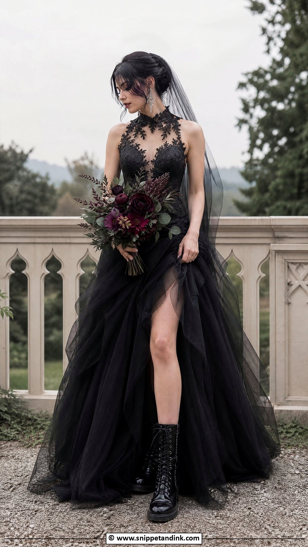 Gothic Wedding Dress With Boots - Snippet and Ink - 35 Gothic Wedding Dress Ideas