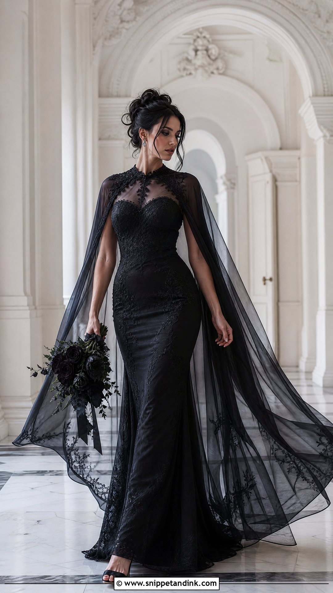 Gothic Wedding Dress With Cape - Snippet and Ink - 25 Gothic Wedding Dresses