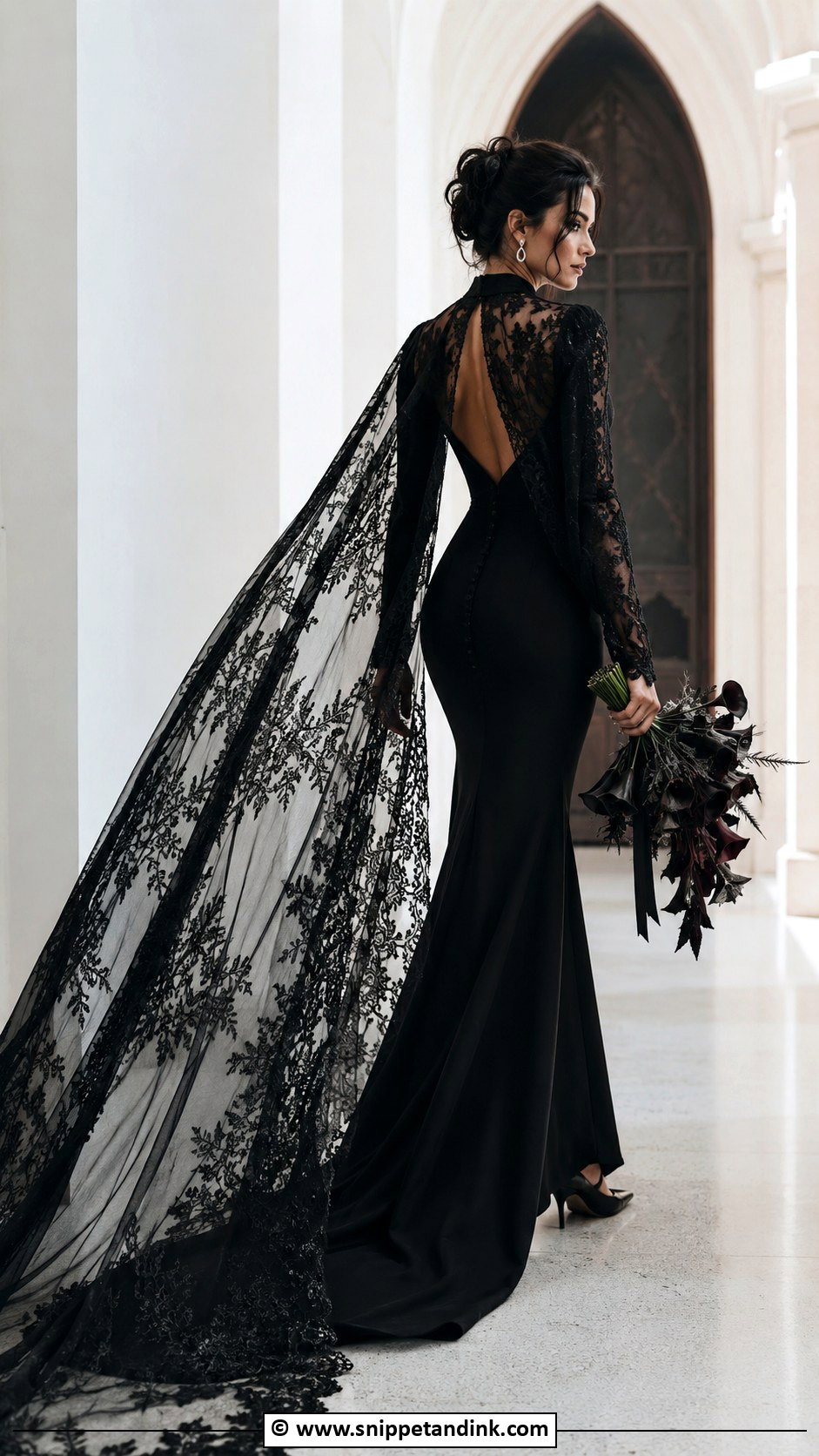 Gothic Wedding Dress With Cape - Snippet and Ink - 25 Goth Wedding Dresses