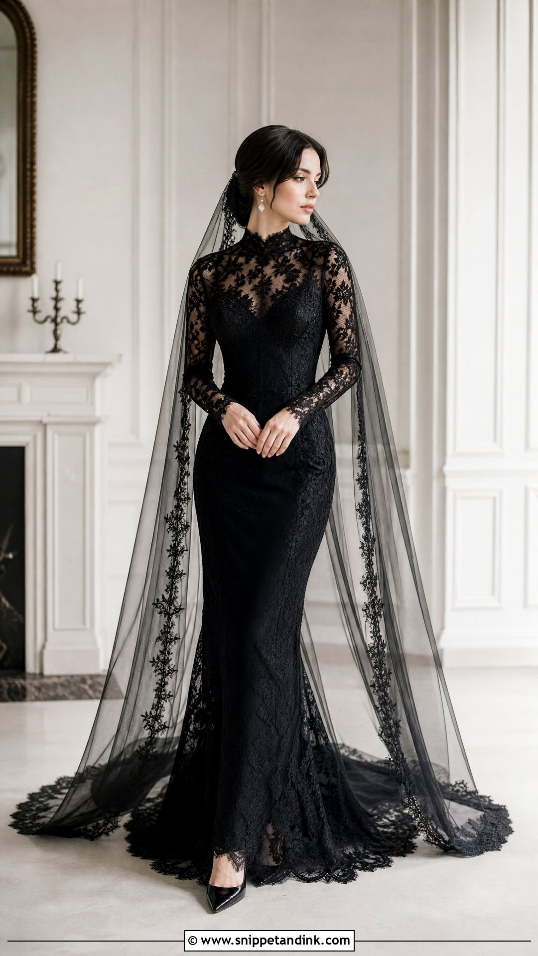 Gothic Wedding Dress With High Neck - Snippet and Ink - 25 Gothic Wedding Dresses