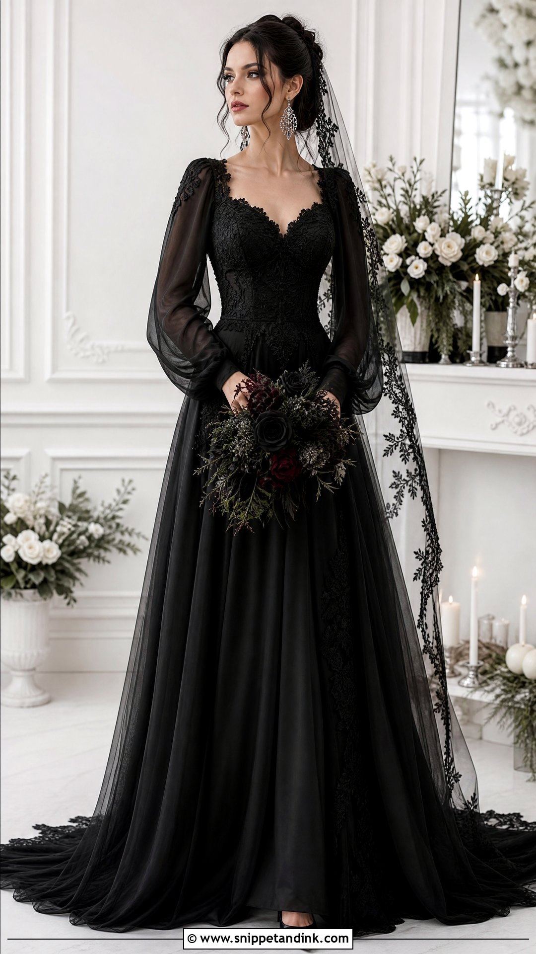 Gothic Wedding Dress With Sleeves - Snippet and Ink - 25 Gothic Wedding Dresses