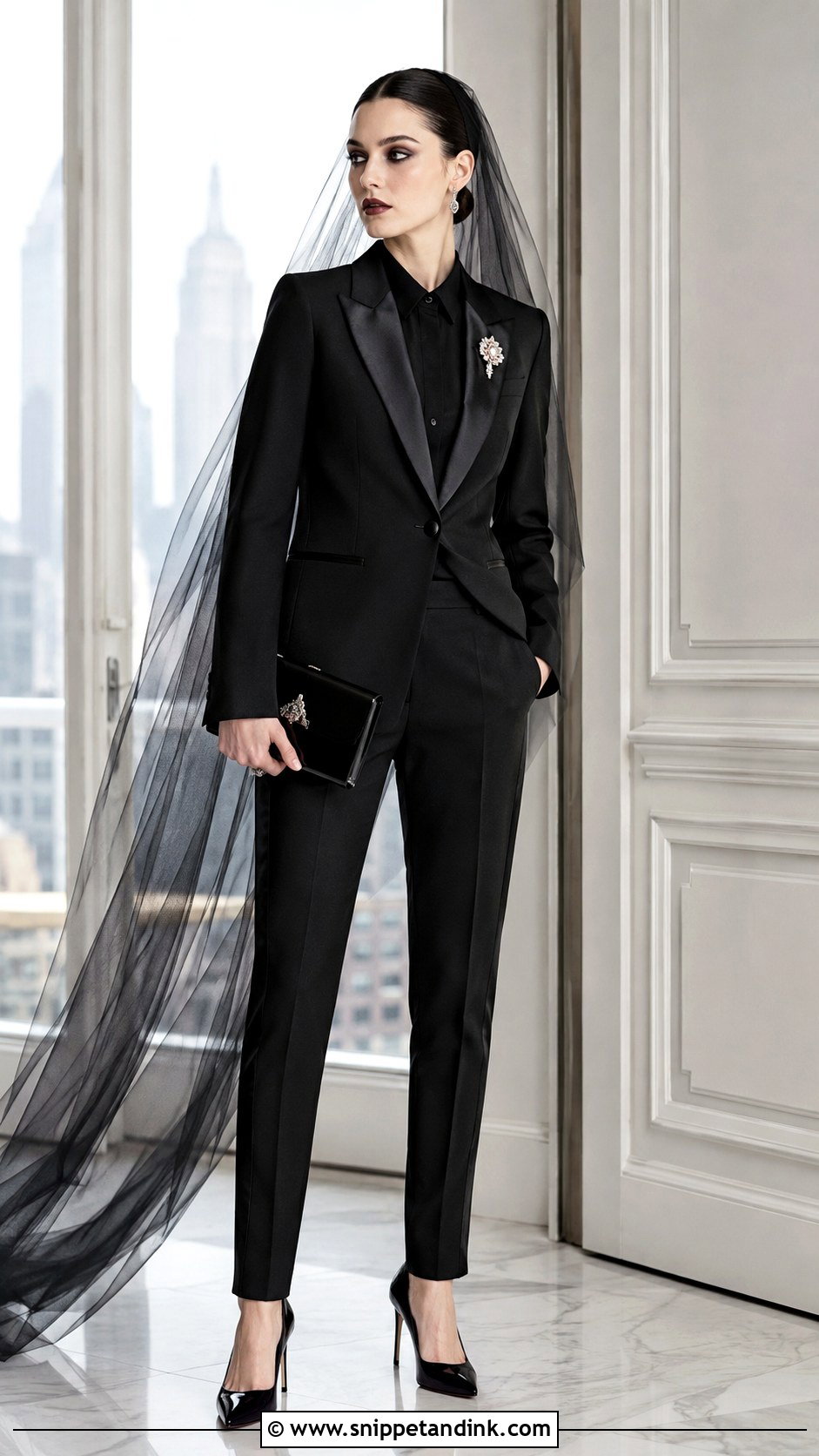 Gothic Wedding Suit With Satin Lapels - Snippet and Ink - 20 Gothic Wedding Suit Ideas