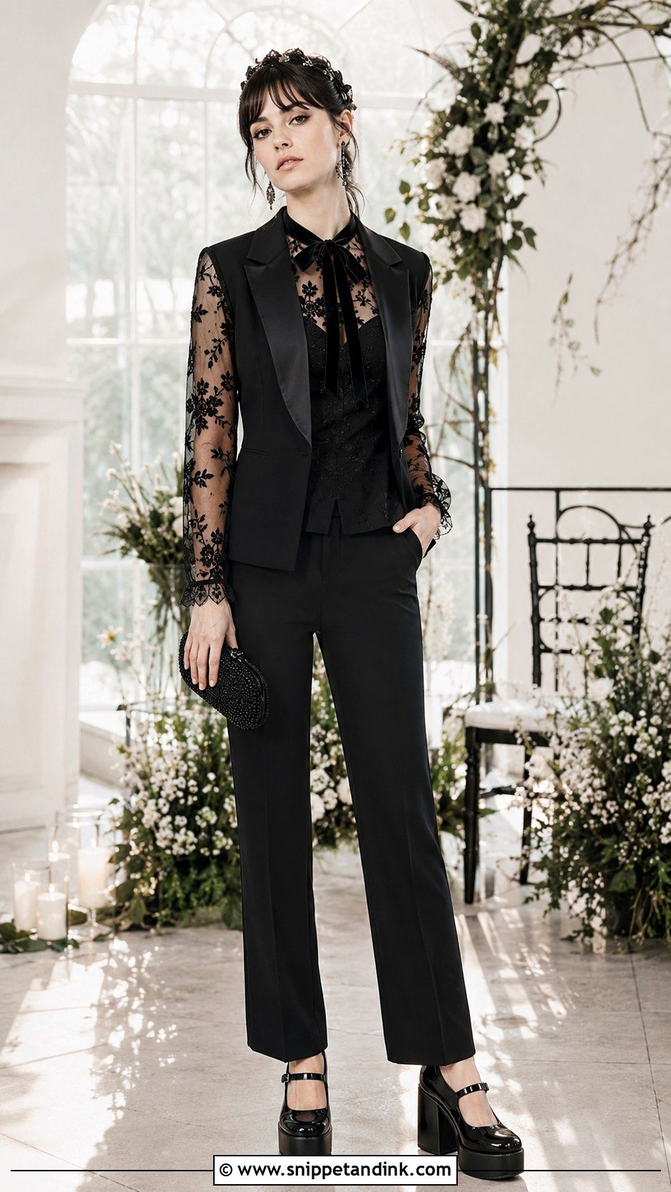Gothic Wedding Suit With Sheer Blouse - Snippet and Ink - 20 Gothic Wedding Suit Ideas