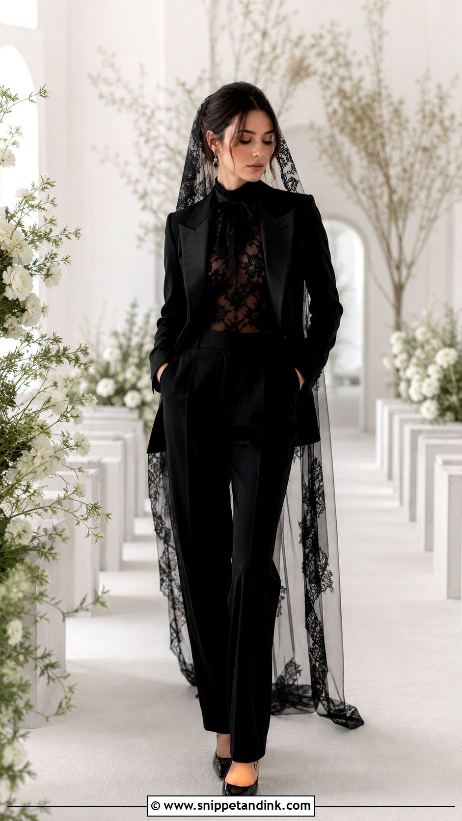 Gothic Wedding Tuxedo With Lace Shirt - Snippet and Ink - 20 Gothic Wedding Suit Ideas