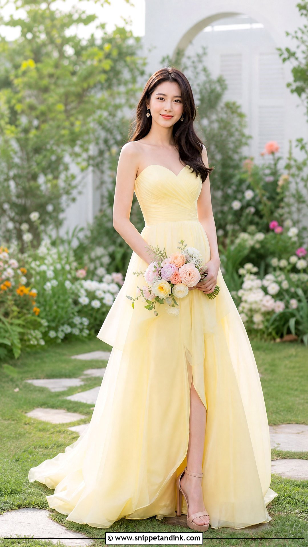Gown Pose With Bouquet - Snippet and Ink - 25 Poses in Gown for Photoshoot Ideas