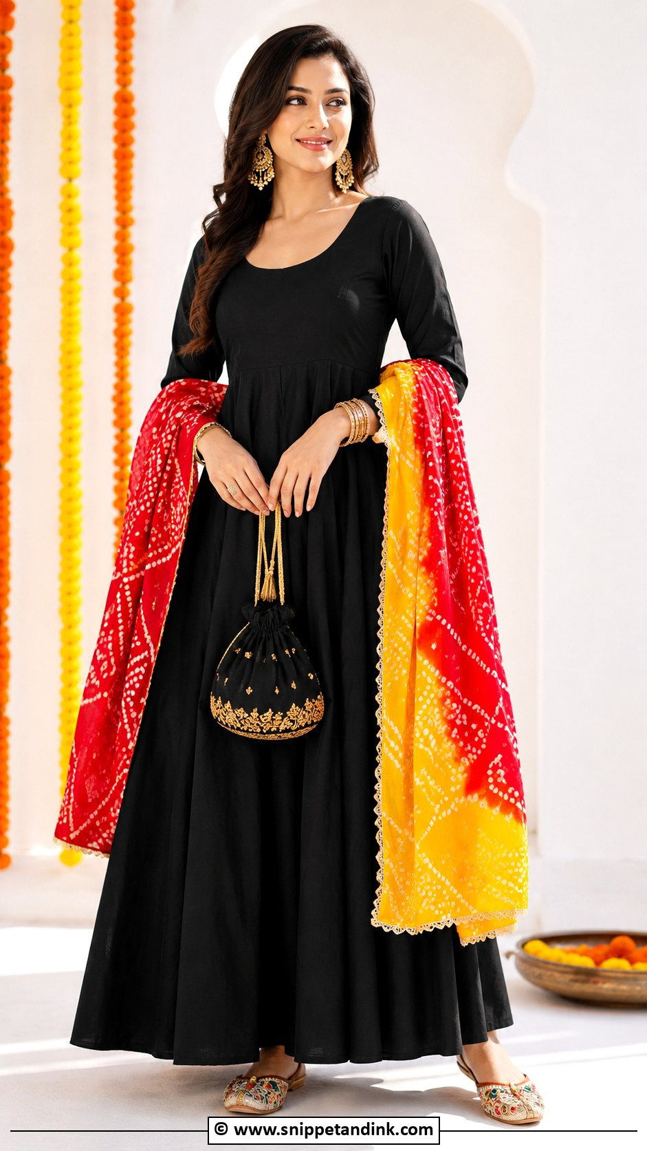 Gown With Bandhani Dupatta - Snippet and Ink - 30 Gown with Dupatta Ideas