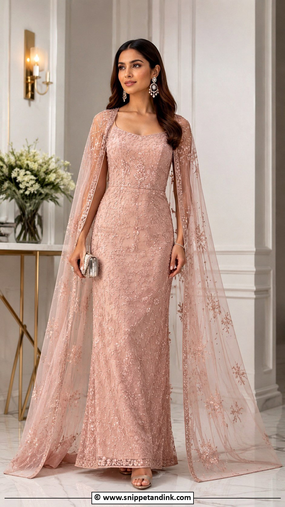 Gown With Cape Dupatta - Snippet and Ink - 30 Gown with Dupatta Ideas