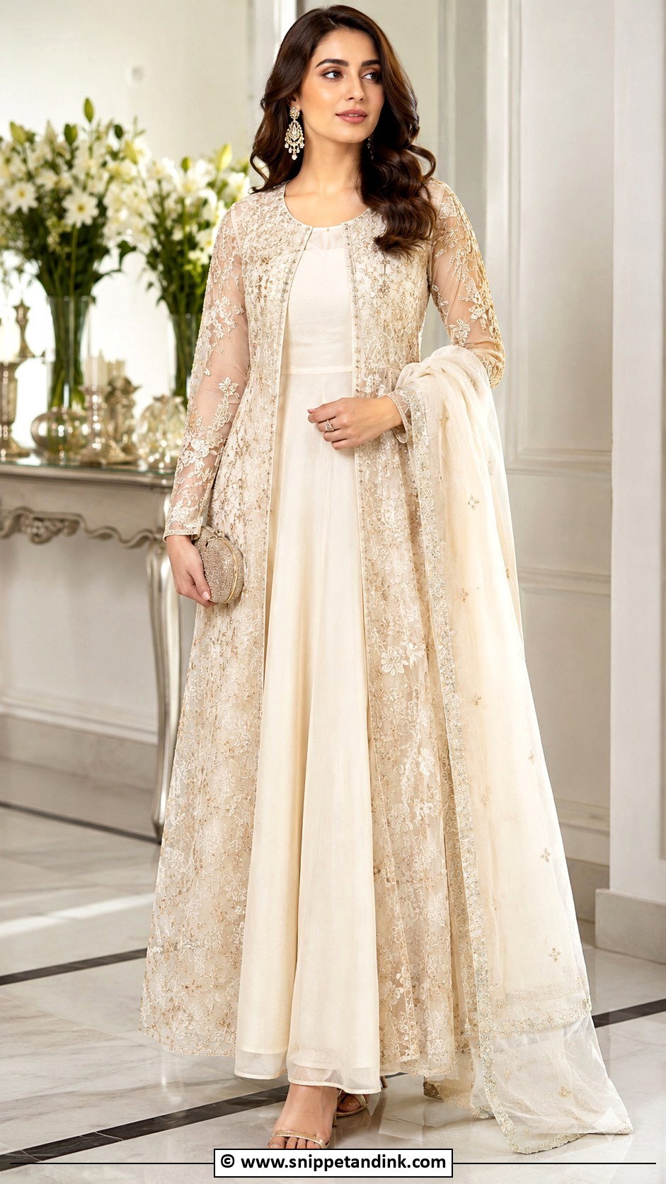 Gown With Jacket Dupatta - Snippet and Ink - 30 Gown with Dupatta Ideas