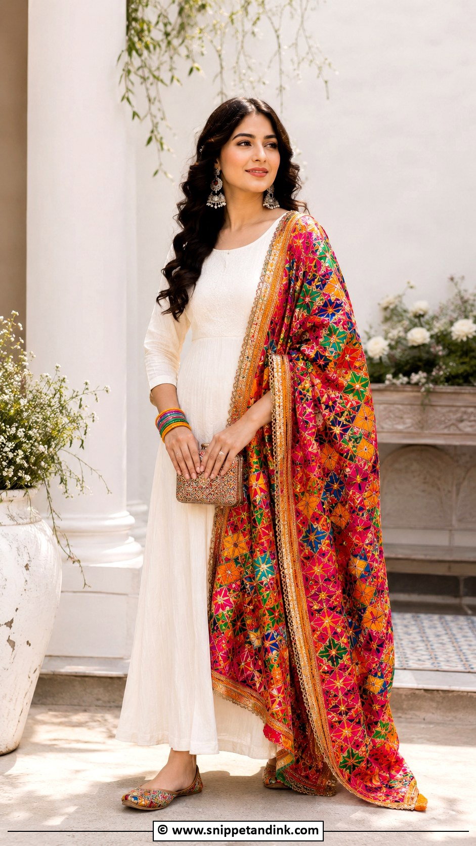 Gown With Phulkari Dupatta - Snippet and Ink - 30 Gown with Dupatta Ideas