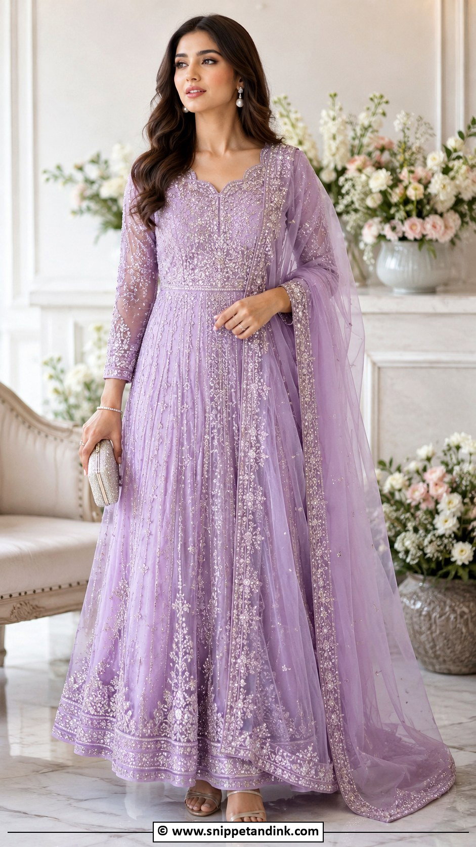 Gown With Sheer Dupatta - Snippet and Ink - 30 Gown with Dupatta Ideas