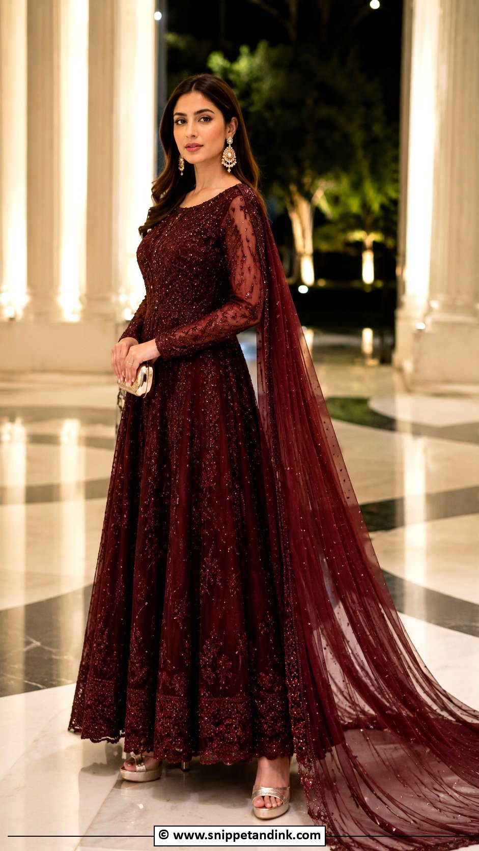 Gown With Trail Dupatta - Snippet and Ink - 30 Gown with Dupatta Ideas