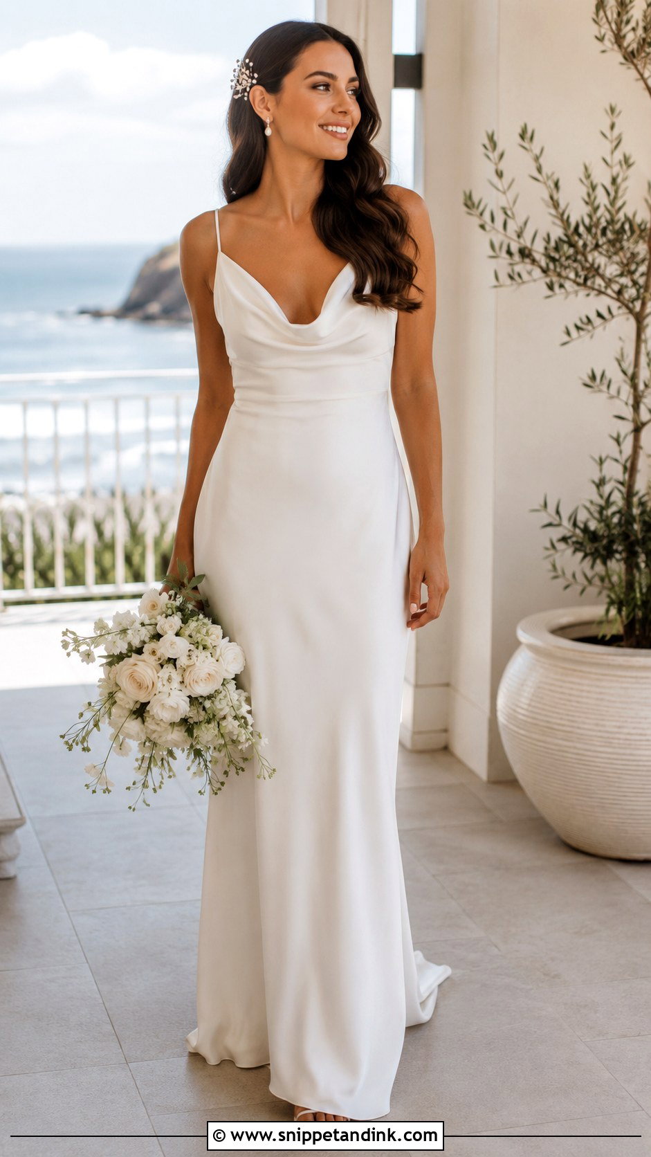 Grace Crepe Cowl Neck Wedding Dress - Snippet and Ink - 20 Grace Loves Lace Wedding Dress Ideas