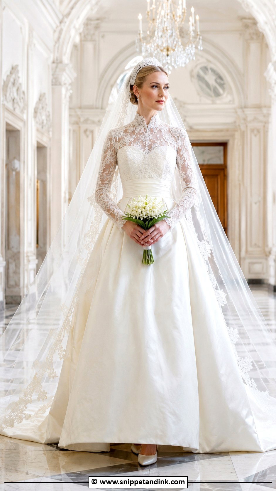 Grace Kelly Cathedral Veil Wedding Dress - Snippet and Ink - 30 Grace Kelly Wedding Dress Ideas
