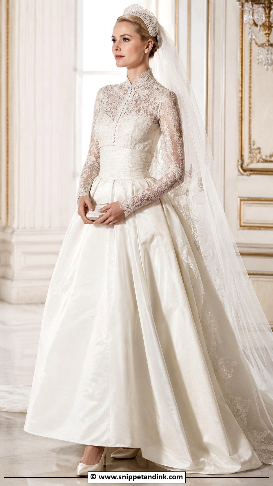 Grace Kelly High Neck Lace Wedding Dress - Snippet and Ink - 30 Grace Kelly Wedding Dress Ideas