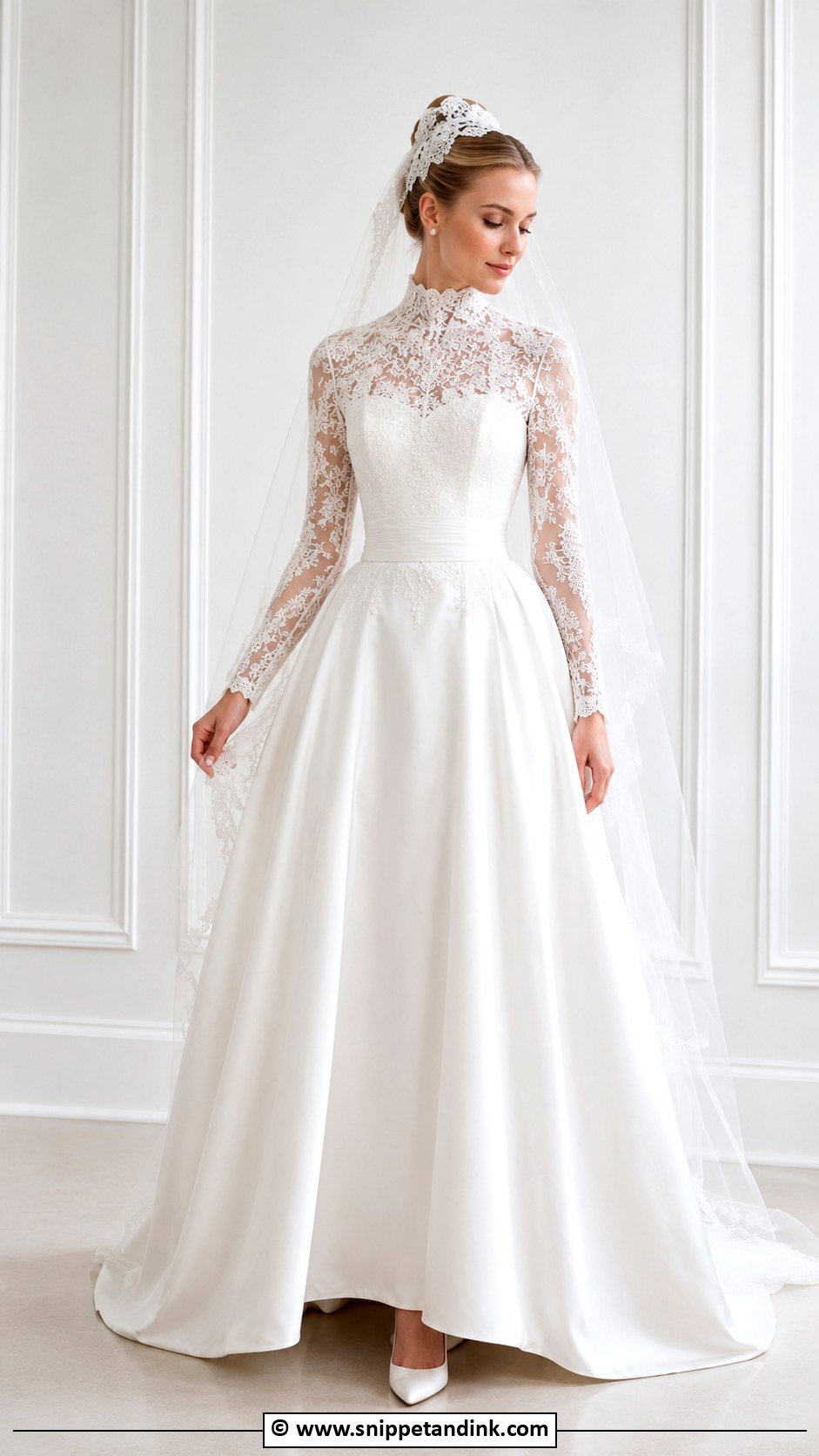 Grace Kelly Illusion Neckline Wedding Dress - Snippet and Ink - 30 Grace Kelly Wedding Dress Ideas