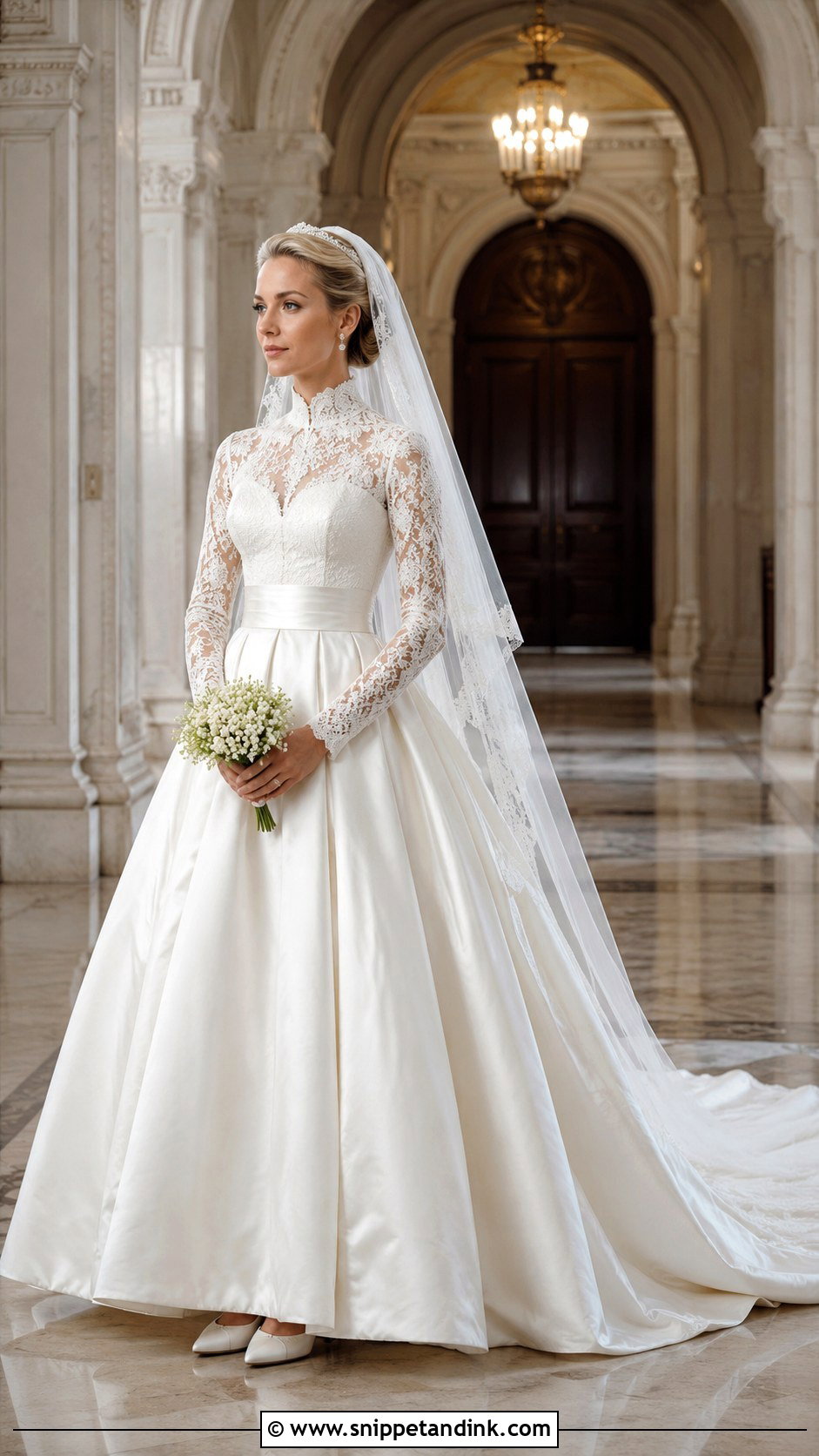 Grace Kelly Inspired Lace Sleeve Wedding Dress - Snippet and Ink - 20 50s Inspired Wedding Dress Ideas