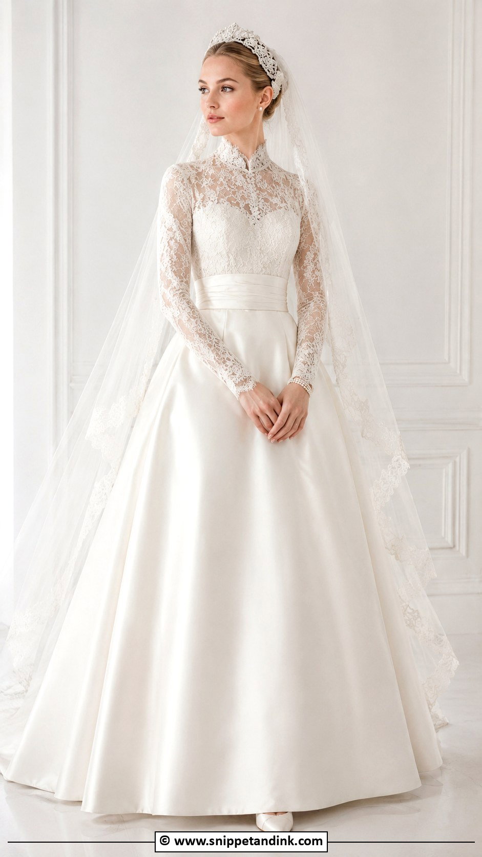 Grace Kelly Lace Bodice Satin Skirt Wedding Dress - Snippet and Ink - 30 Grace Kelly Wedding Dress Ideas