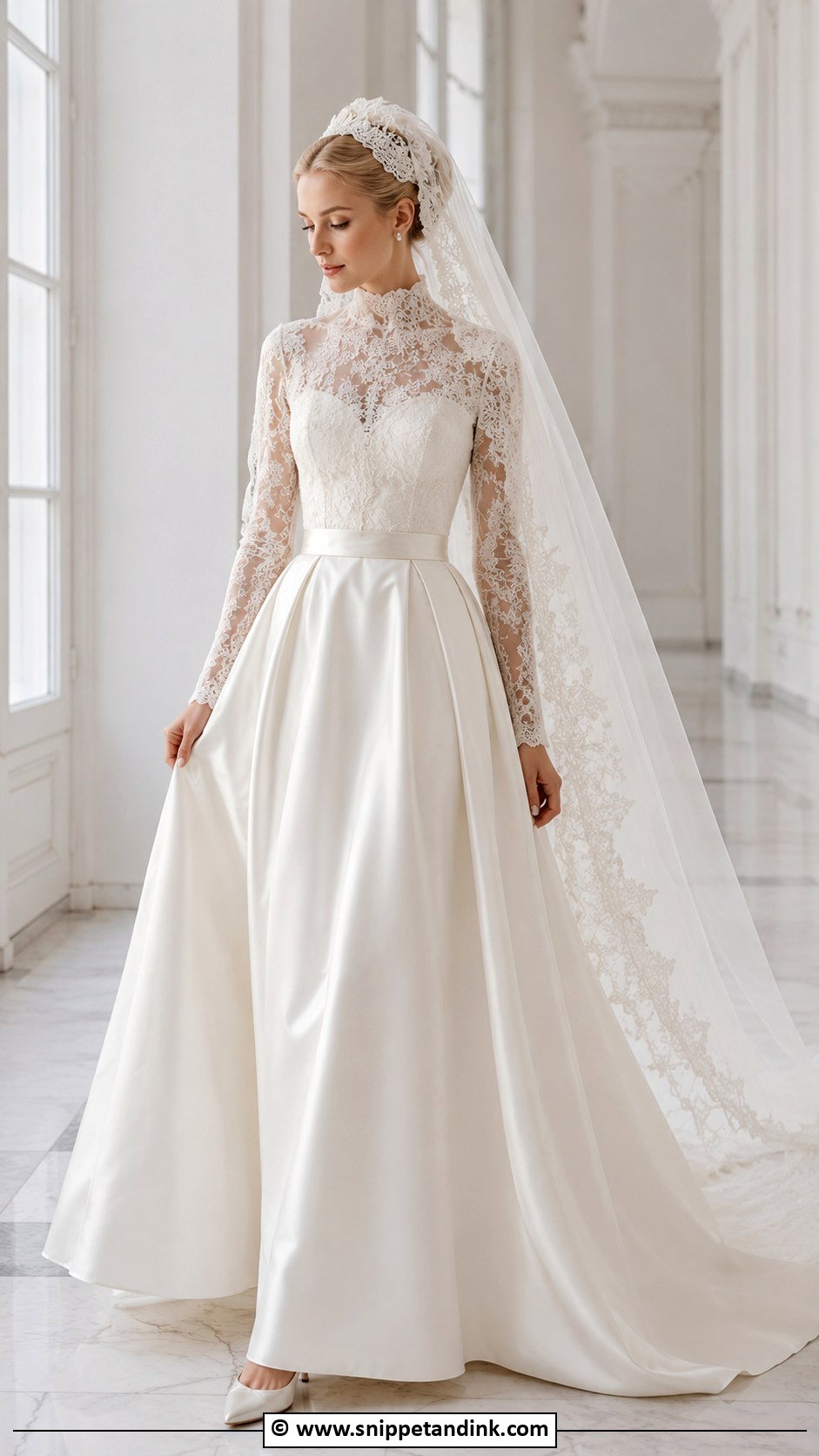Grace Kelly Lace Sleeve A Line Wedding Dress - Snippet and Ink - 30 Grace Kelly Wedding Dress Ideas
