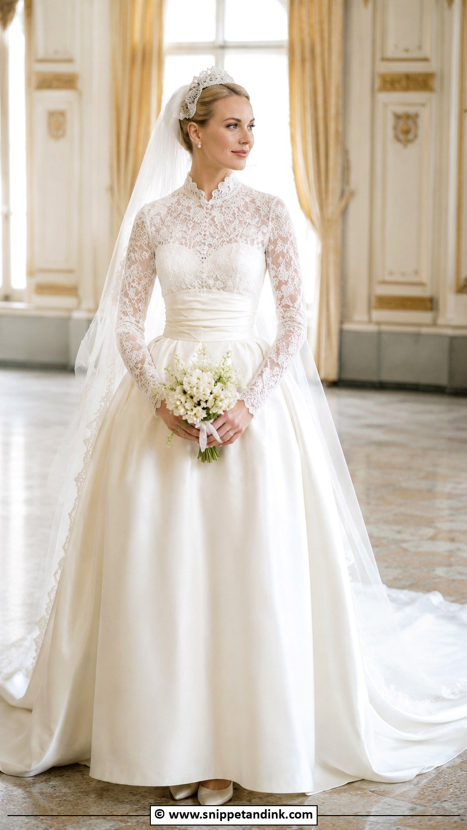Grace Kelly Satin Train Wedding Dress - Snippet and Ink - 30 Grace Kelly Wedding Dress Ideas