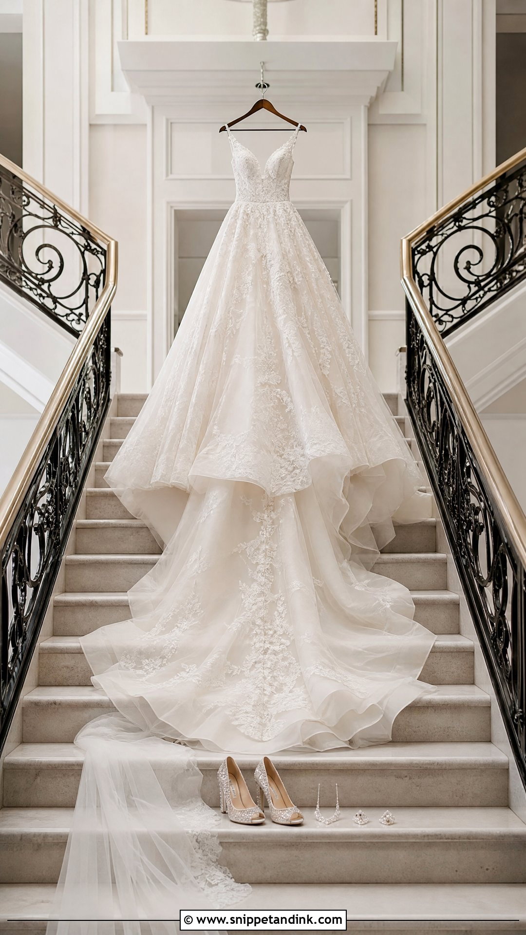 Grand Staircase Wedding Dress Hanging Picture - Snippet and Ink - 20 Wedding Dress Hanging Pictures Ideas