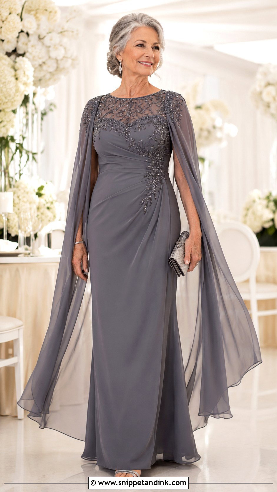 Grandmother Of The Bride Gown With Cape - Snippet and Ink - 30 Grandmother of the Bride Dresses