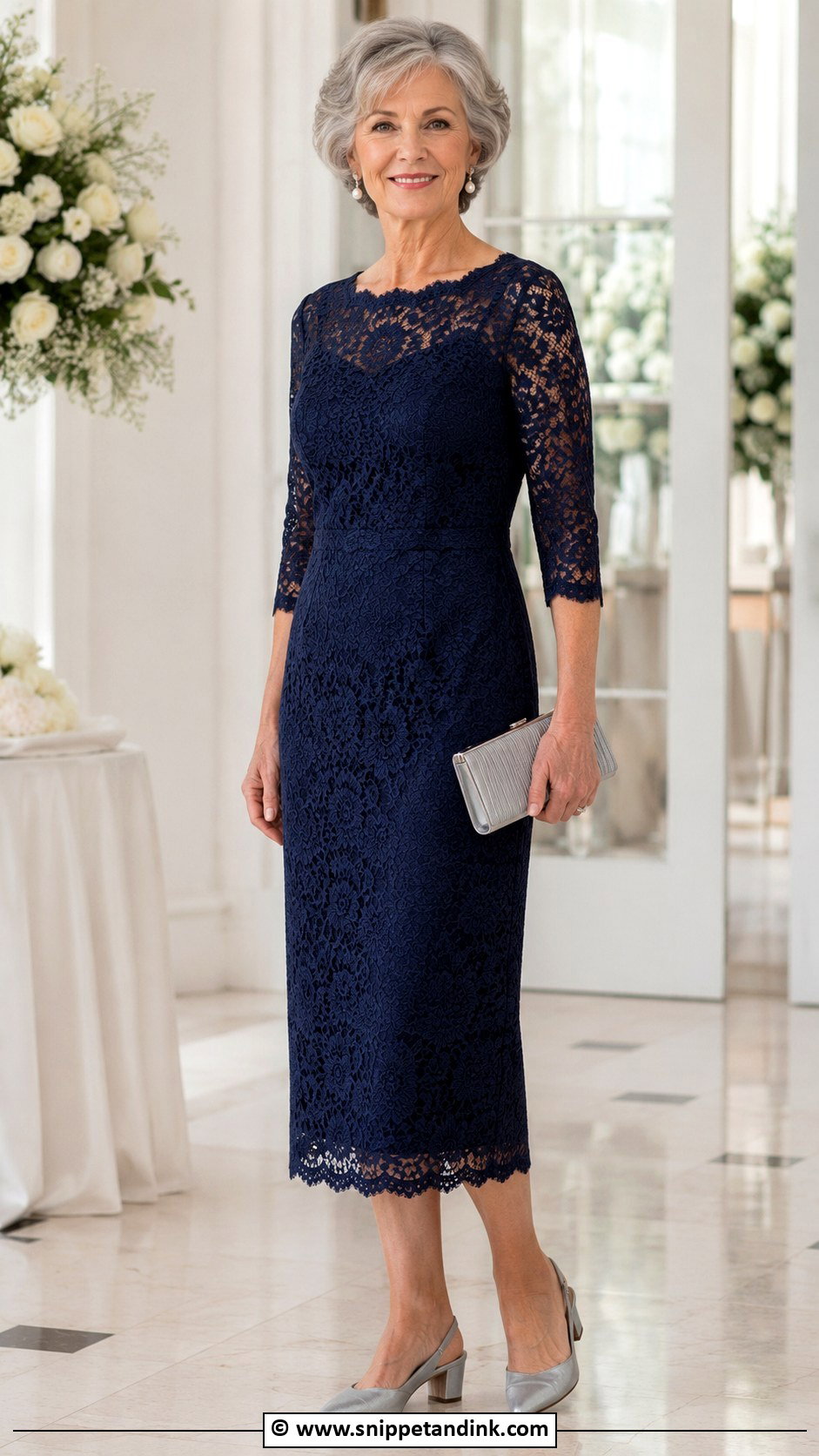 Grandmother Of The Bride Navy Lace Dress - Snippet and Ink - 25 Grandma Dress for Wedding Ideas