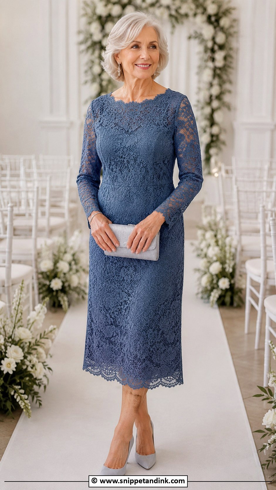Grandmother Wedding Outfit With Long Sleeve Dress - Snippet and Ink - 30 Grandmother Wedding Outfit Ideas