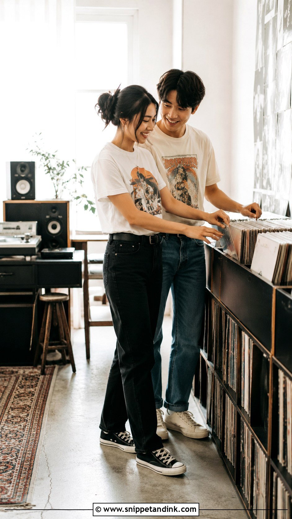 Graphic T Shirt Indoor Prewed Outfit - Snippet and Ink - 20 Prewed Casual Indoor Ideas