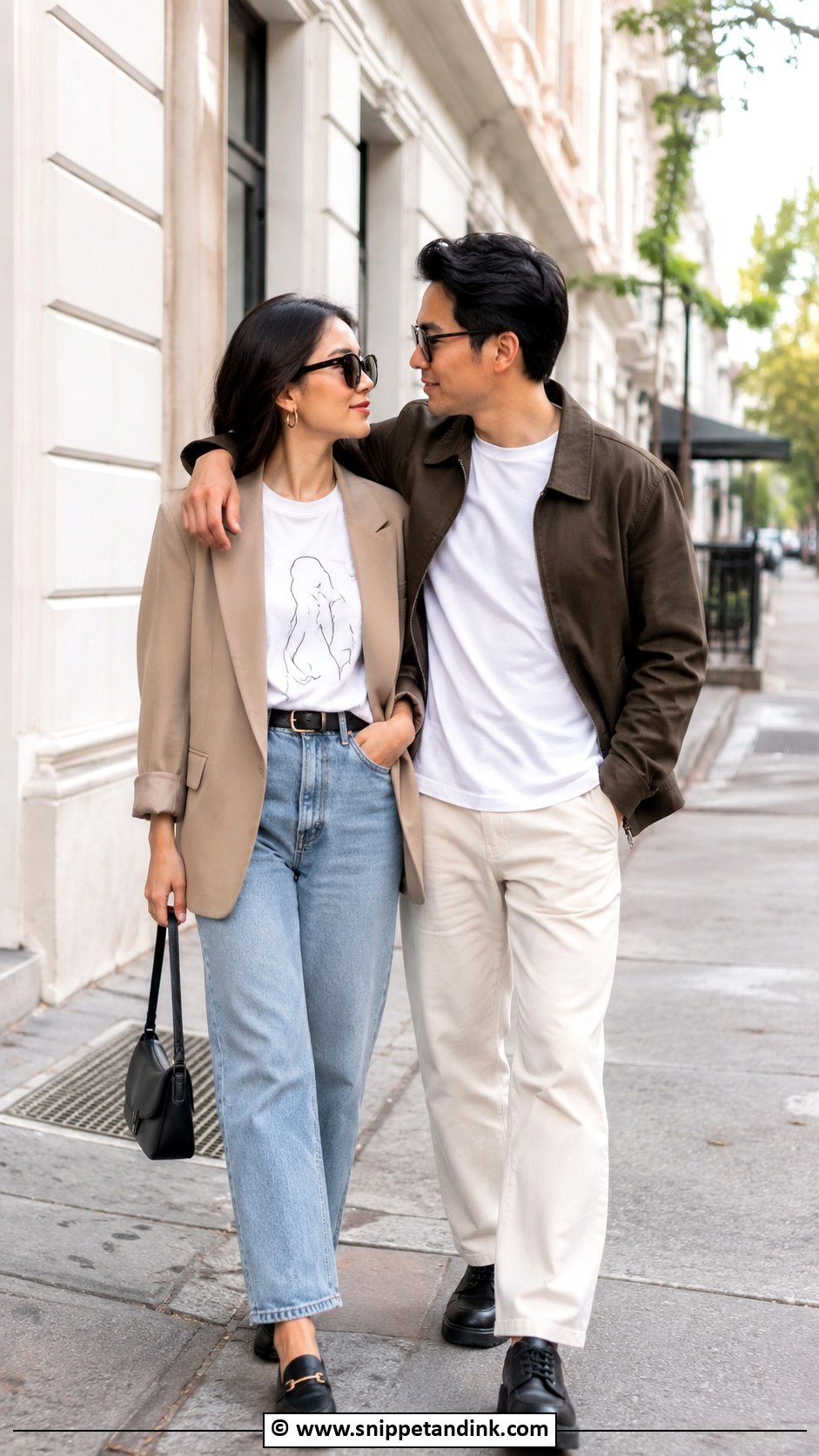 Graphic Tee And Blazer Prewedding Outfit - Snippet and Ink - 30 Casual Prewedding Outfit Ideas