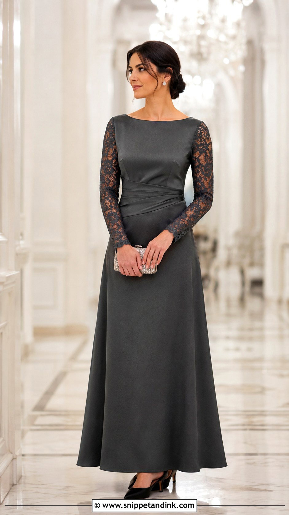 Graphite Gray Long Sleeve Gown - Snippet and Ink - 20 Gray Gown for Principal Sponsors Ideas