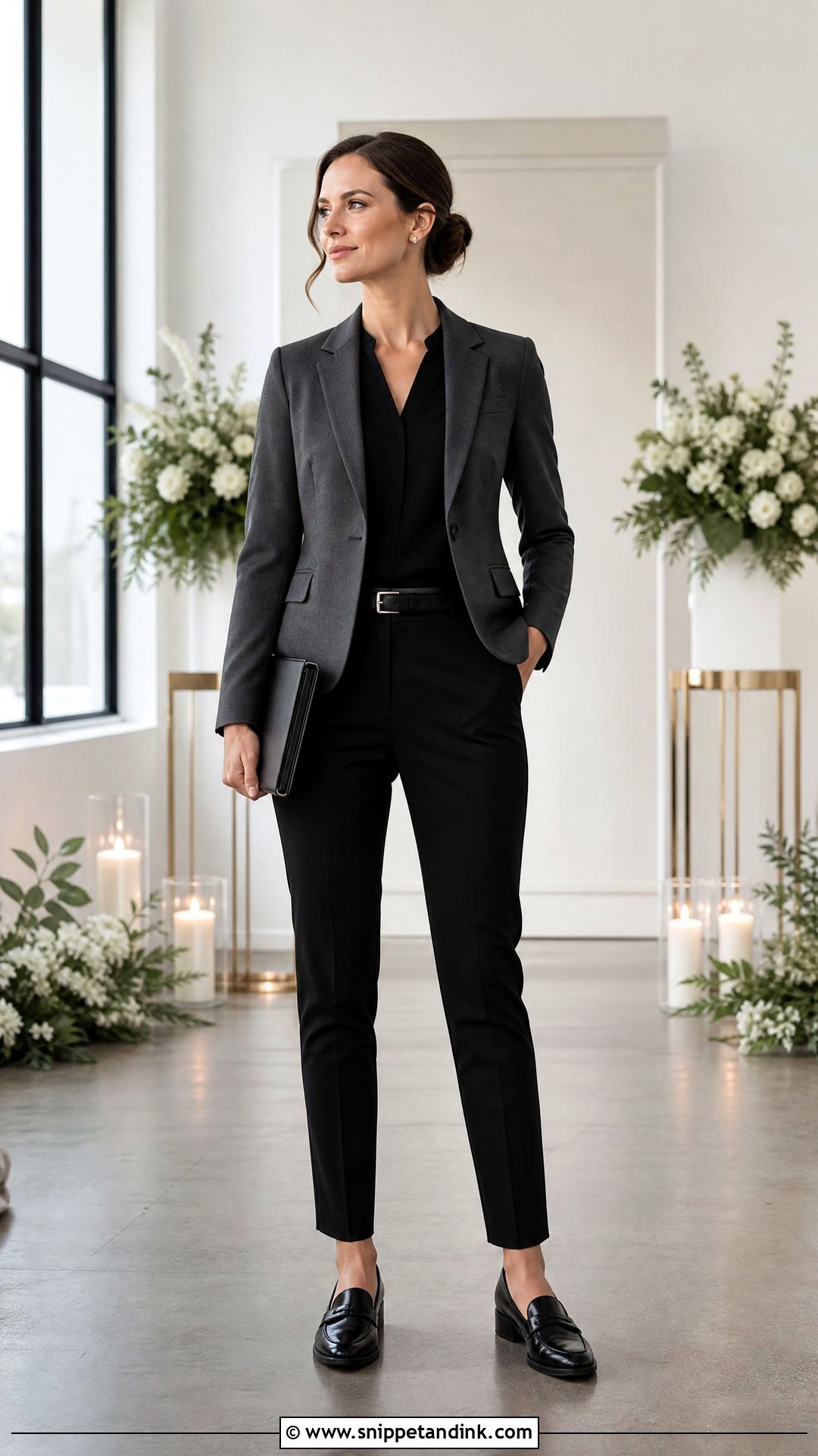 Gray Blazer And Black Trousers Officiant Outfit - Snippet and Ink - 20 Officiant Outfit Ideas