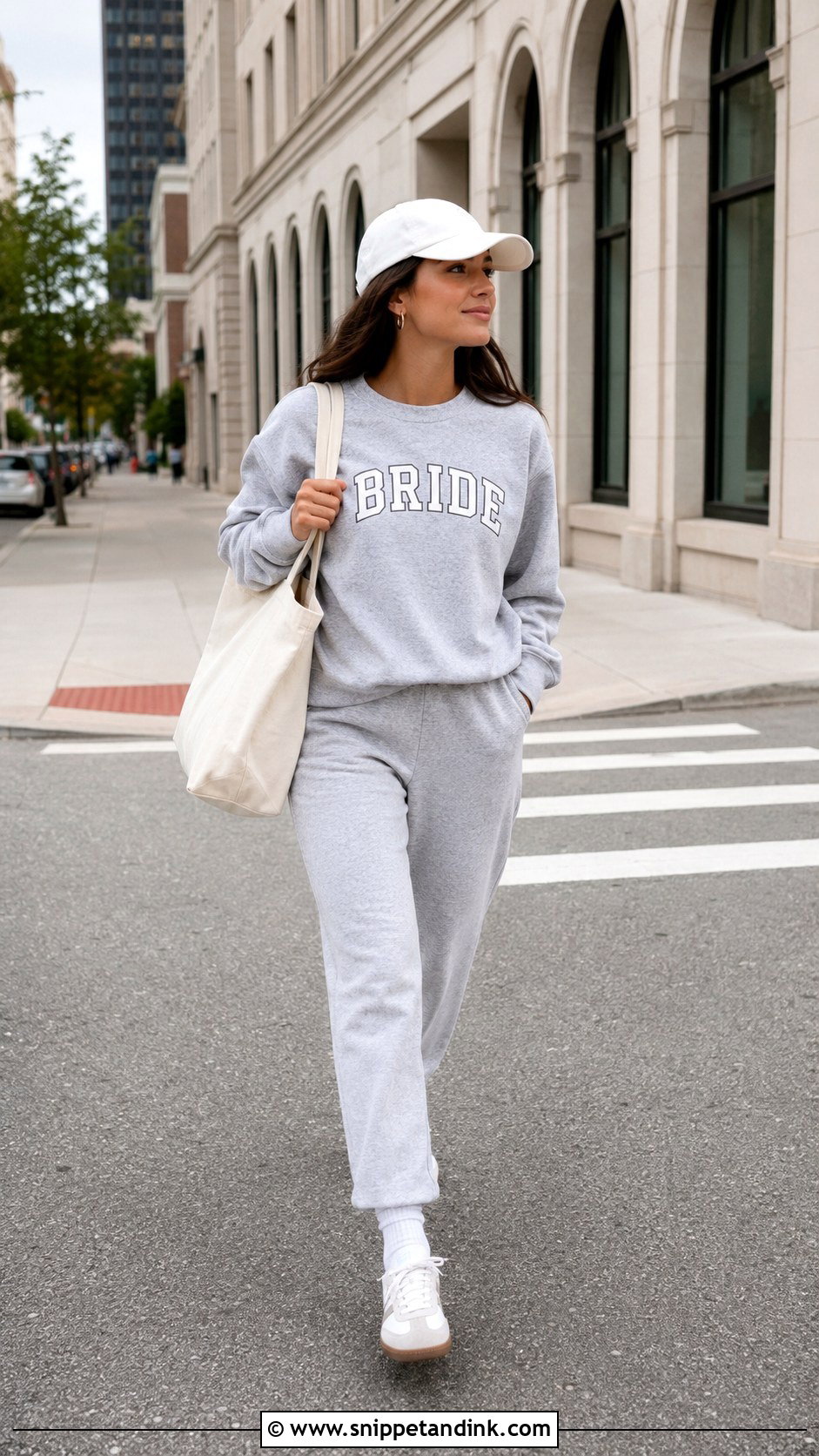Gray Bride Sweat Suit With Collegiate Lettering - Snippet and Ink - 20 Bride Sweat Suit Ideas