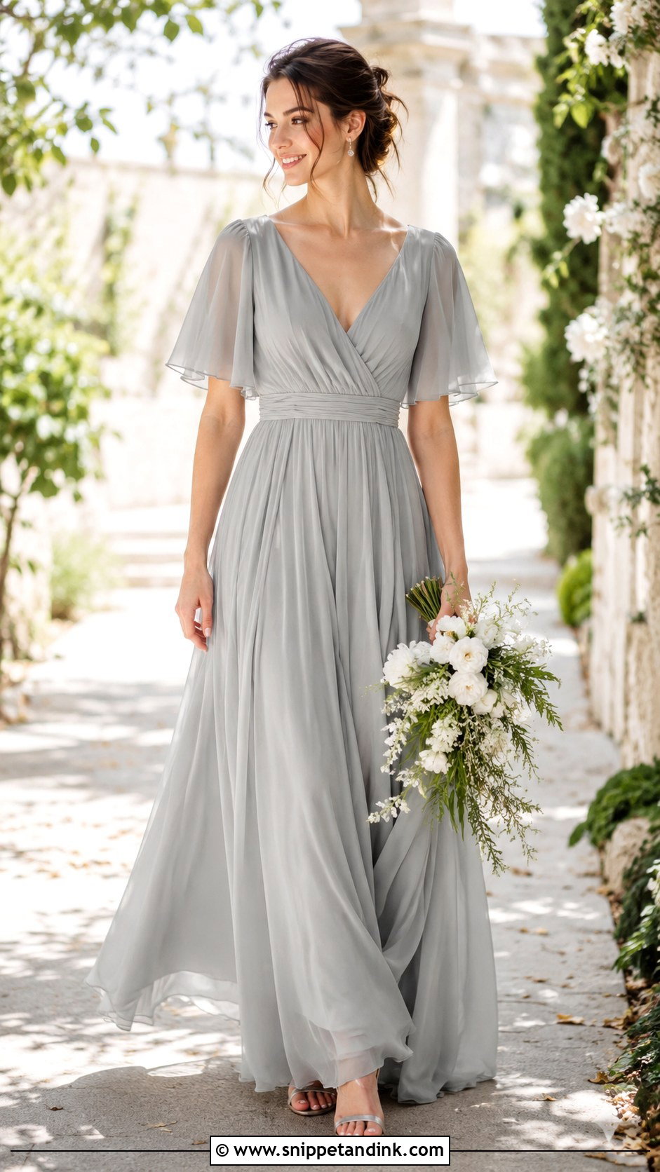 Gray Chiffon Wedding Dress - Snippet and Ink - 25 Gray Wedding Dress Ideas