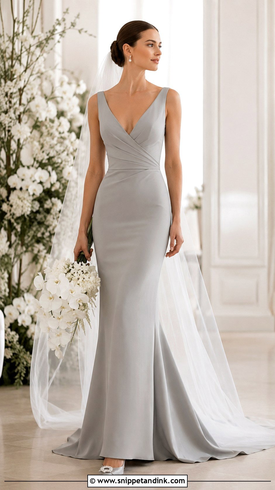 Gray Crepe Wedding Dress - Snippet and Ink - 25 Gray Wedding Dress Ideas