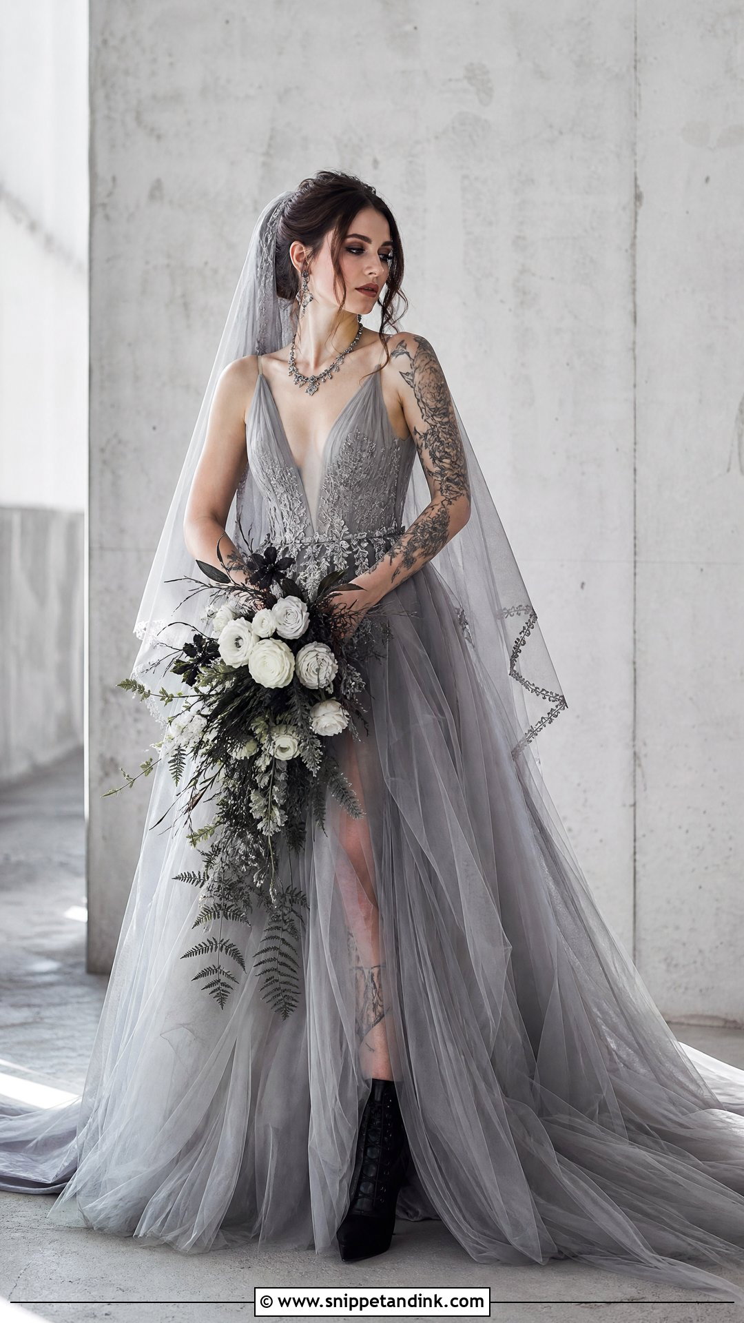 Gray Grunge Wedding Dress - Snippet and Ink - 25 Grunge Wedding Dress Ideas