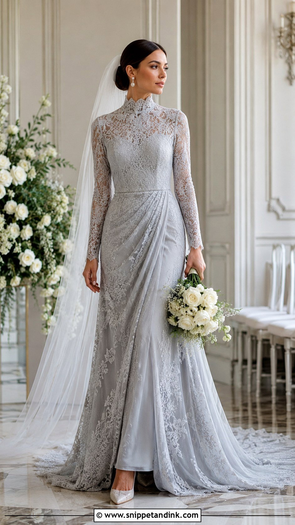 Gray High Neck Wedding Dress - Snippet and Ink - 25 Gray Wedding Dress Ideas