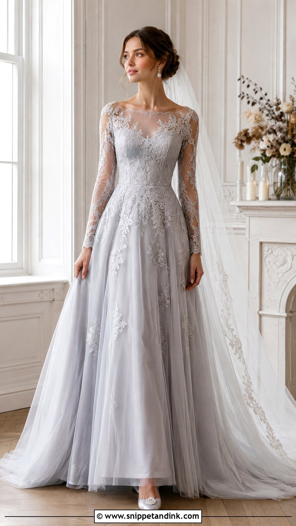 Gray Long Sleeve Wedding Dress - Snippet and Ink - 25 Gray Wedding Dress Ideas