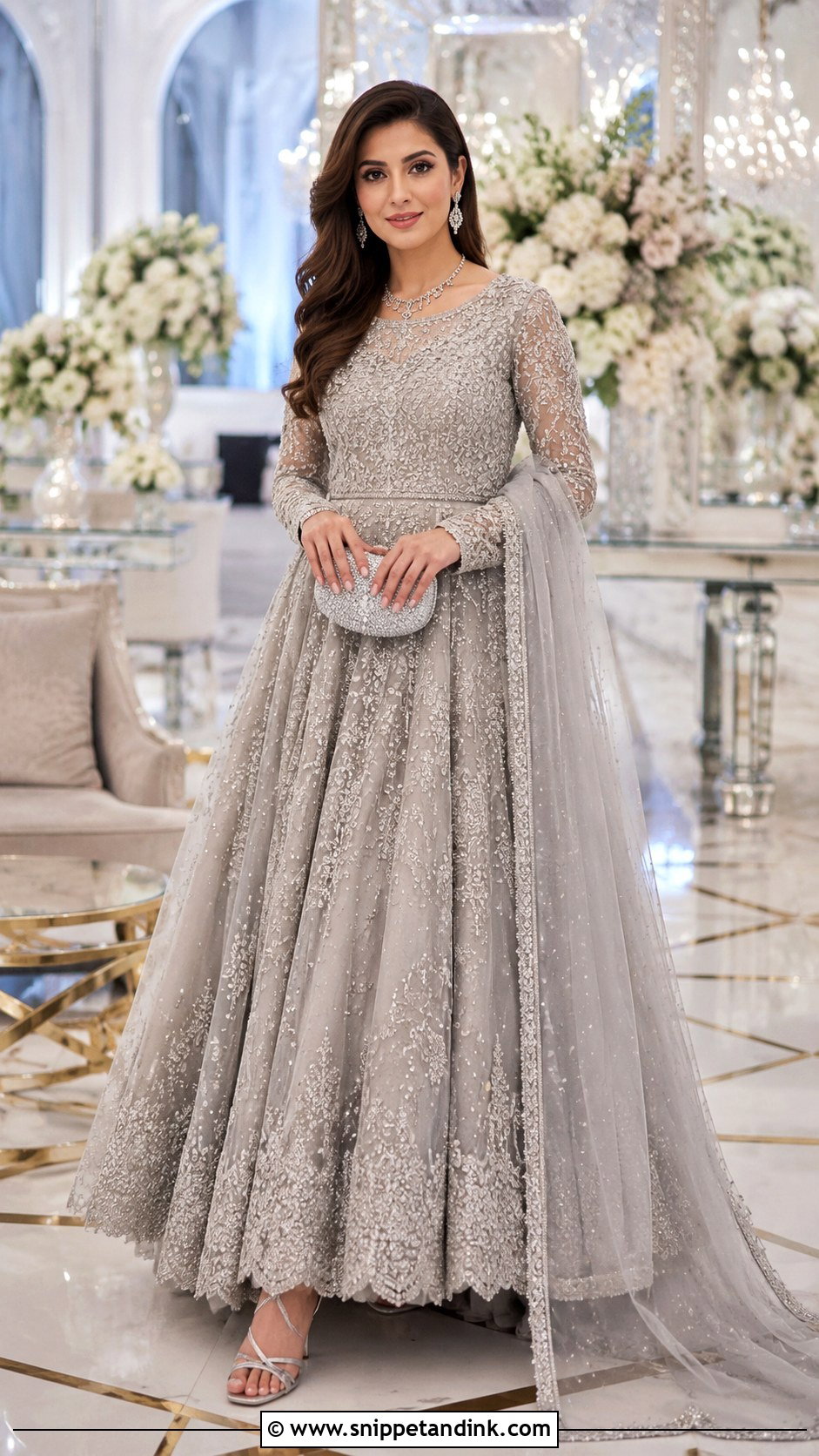 Gray Net Anarkali Bridal Dress - Snippet and Ink - 20 Anarkali Bridal Dress Ideas