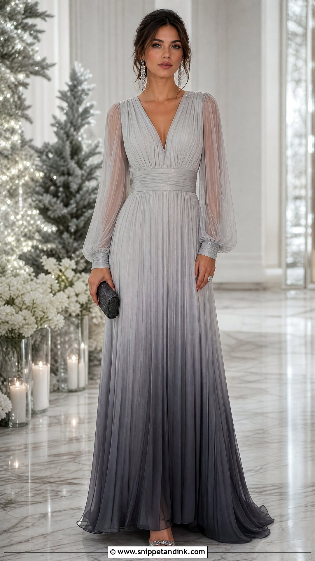Gray Ombre Gown With Crystal Heels - Snippet and Ink - 25 Ombre Gown Ideas