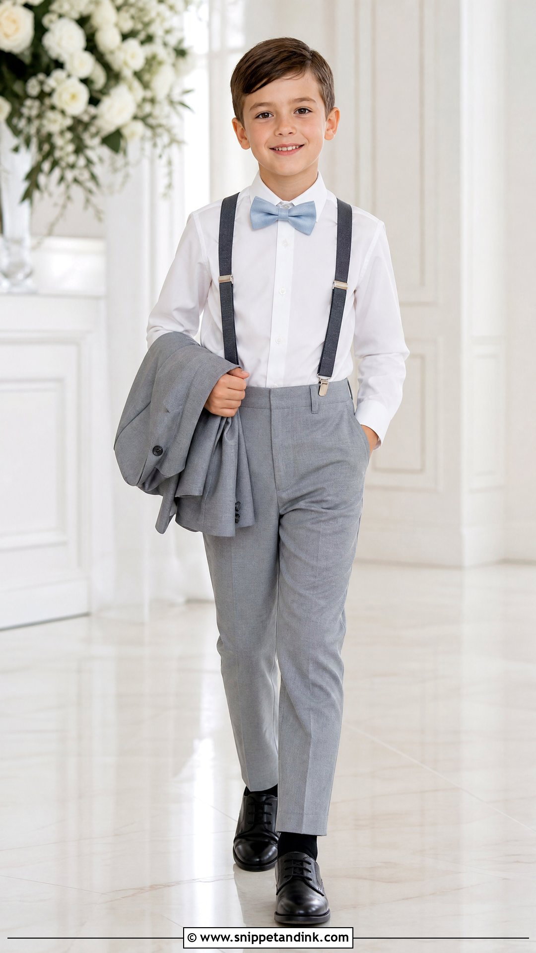 Gray Pants Ring Bearer Suspenders Outfit - Snippet and Ink - 20 Ring Bearer Suspenders Outfit Ideas