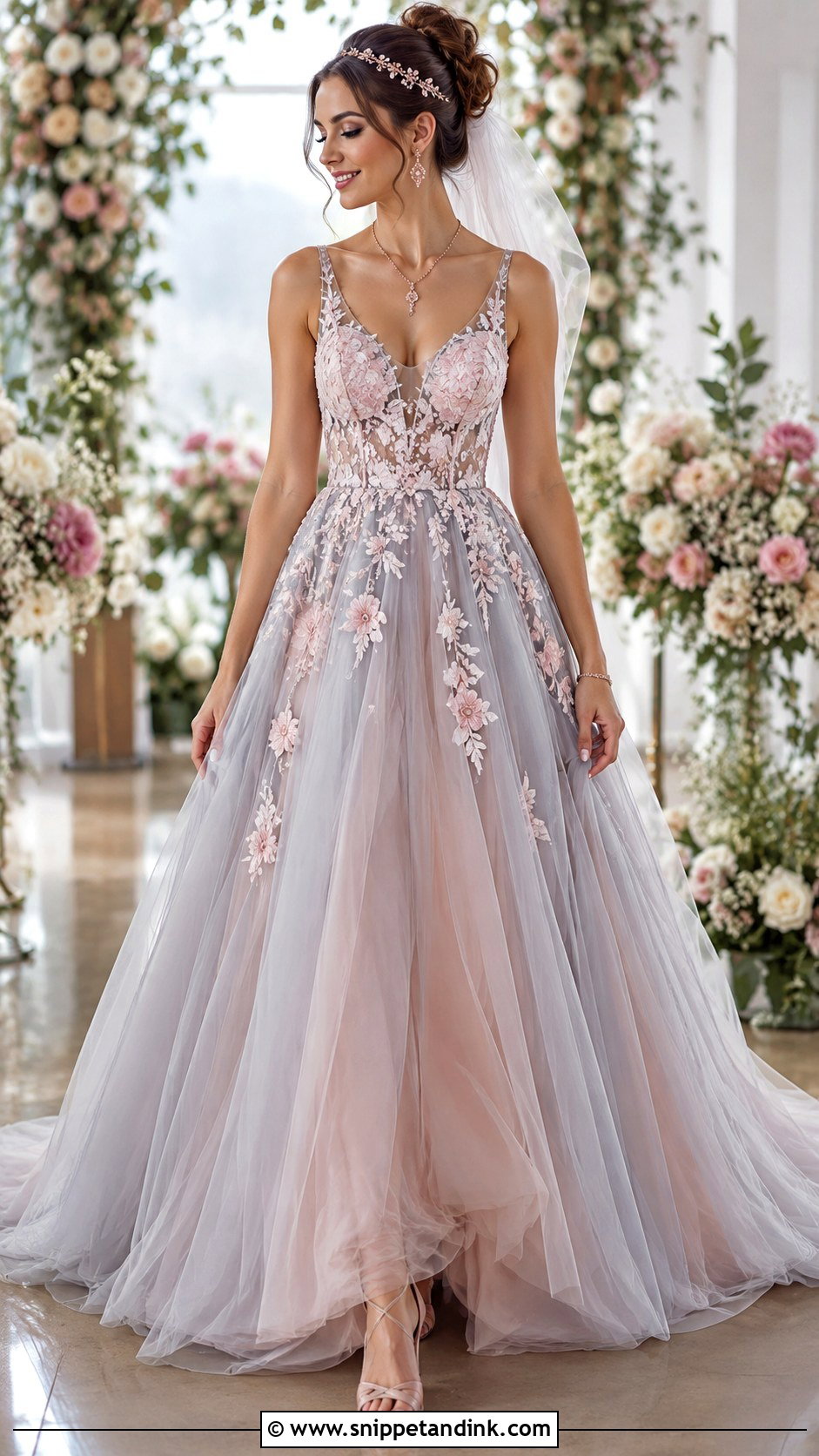 Gray Pink Wedding Dress - Snippet and Ink - 25 Gray Wedding Dress Ideas