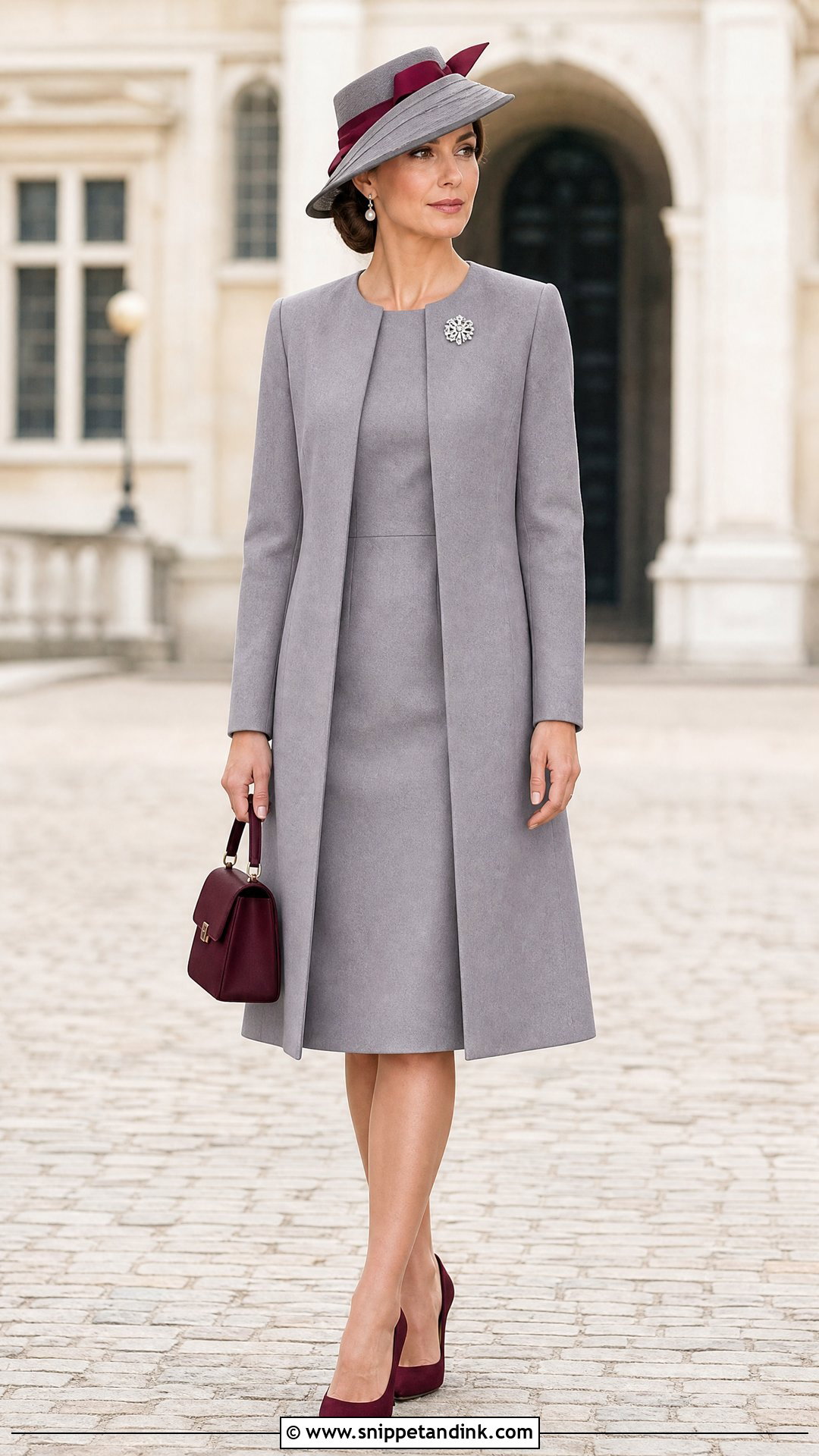 Gray Royal Wedding Coat And Dress Outfit - Snippet and Ink - 20 Royal Wedding Outfits