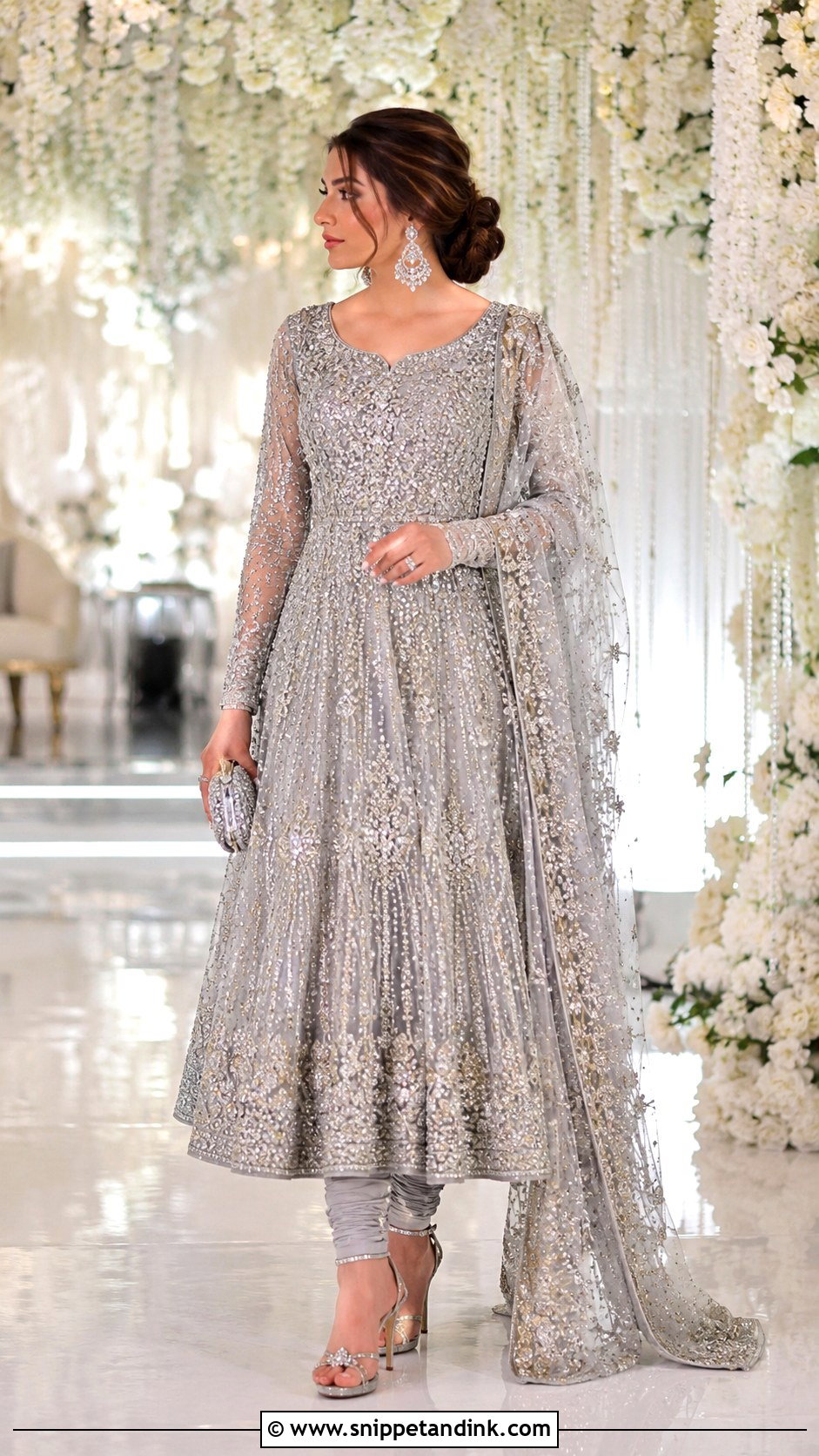 Gray Silver Walima Bridal Pishwas - Snippet and Ink - 20 Walima Brides Ideas
