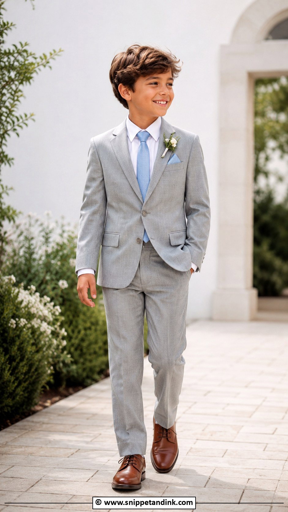 Gray Suit Boys Wedding Outfit - Snippet and Ink - 30 Boys Wedding Outfit Ideas