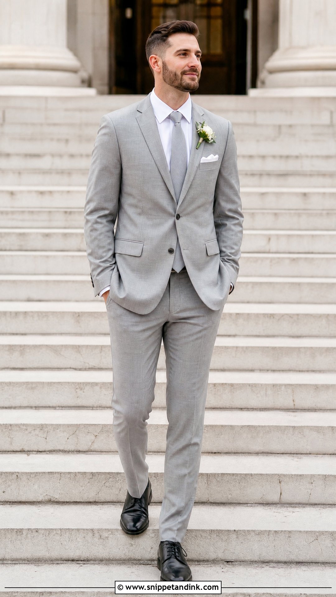 Gray Suit Bride Outfit - Snippet and Ink - 25 Masc Bride Wedding Outfits