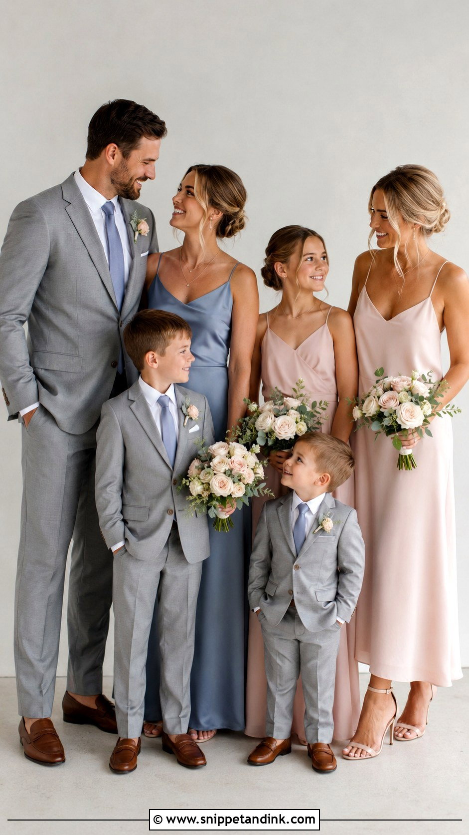 Gray Suit Family Wedding Outfit - Snippet and Ink - 25 Matching Family Outfits for Wedding