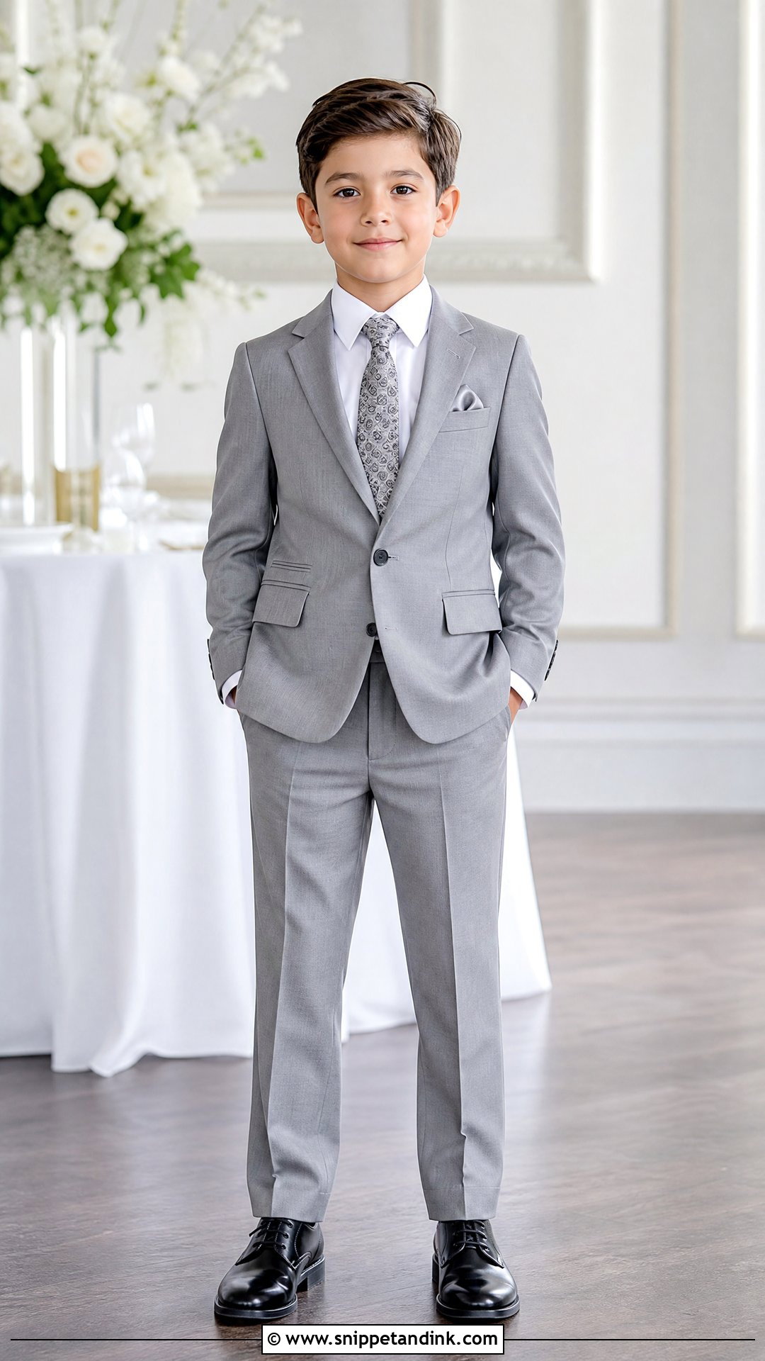 Gray Suit Wedding Outfit - Snippet and Ink - 25 Boys Outfits for Wedding
