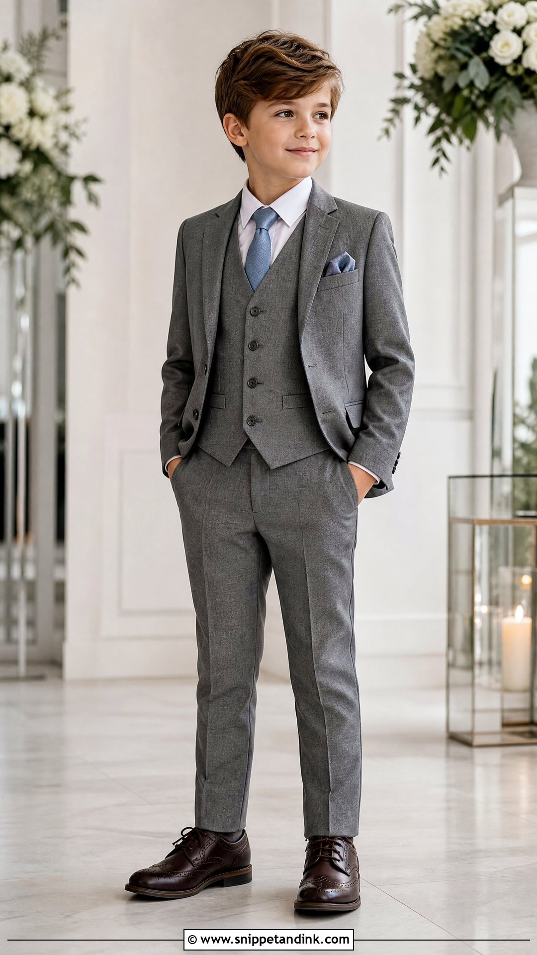 Gray Three Piece Page Boy Suit - Snippet and Ink - 20 Paige Boys Wedding Outfits