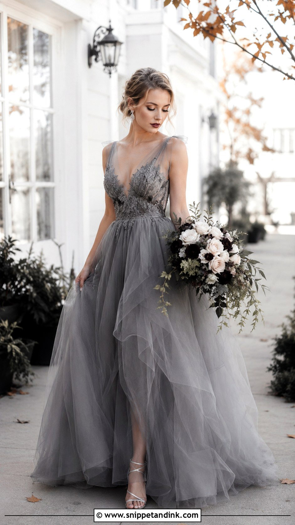 Gray Tulle Halloween Wedding Dress - Snippet and Ink - 25 Halloween Wedding Dresses