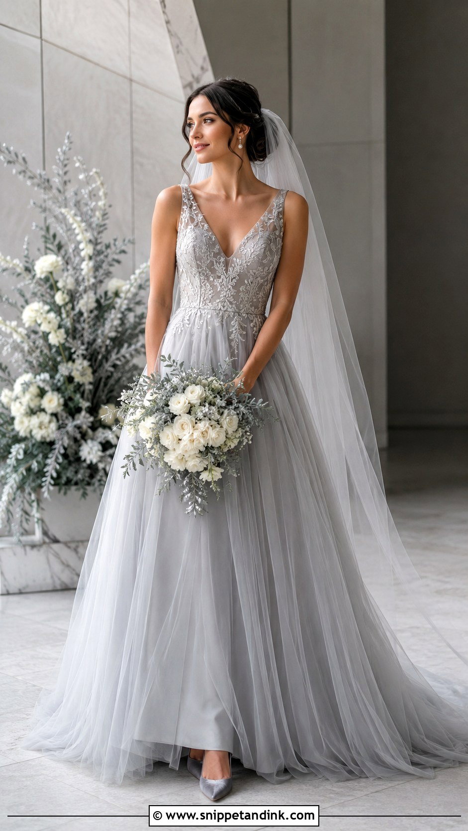 Gray Wedding Dress - Snippet and Ink - 20 Different Color Wedding Dresses